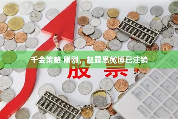 千金策略 刚刚，赵露思微博已注销
